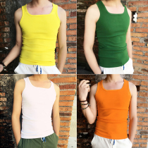 Summer trend slim solid color sports vest male Korean social youth I-character base breathable sweat vest thin