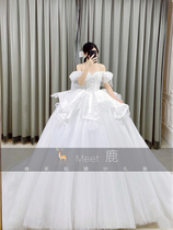 Juliakontogruni wedding dress shoulder canopy dream trailing bow 2020 New Princess temperament
