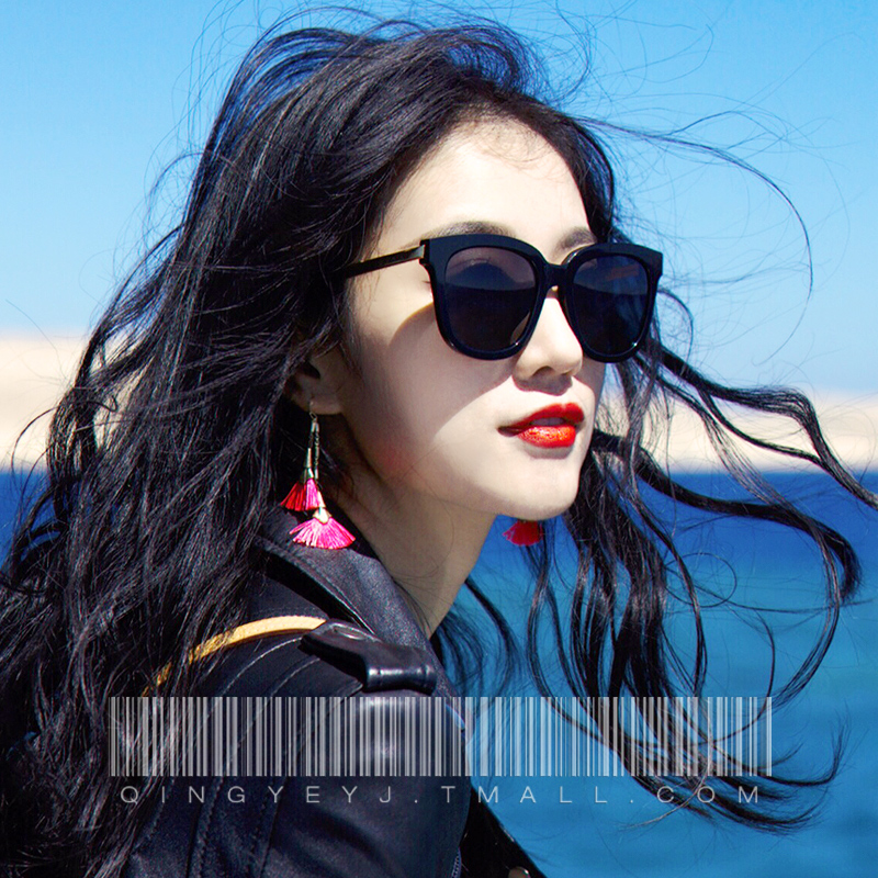 Polarized sunglasses womens street shoot round-faced couple big face thin myopia sunglasses anti-UV star the same