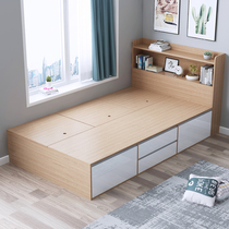 Tatami bed solid wood box bed small apartment single double board bed storage drawer high Box storage step rice bed