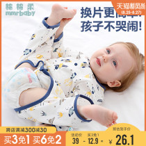  Baby open file one-piece spring and autumn crotch open baby clothes Autumn pajamas Summer thin long-sleeved cotton mens romper