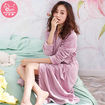 Coral Suede Sleepwear Woman Autumn Winter Thickened lengthened Sexy Warm Island Suede Sleeping Clothes Spring Autumn Season Thin BATH ROBE