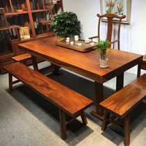 Okan large board solid wood log tea table tea table walnut flower desk combination simple mahogany dining table
