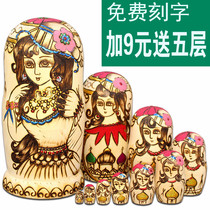 Set doll Russia imported 10 layers of formaldehyde-free pure hand-carved air-dried basswood ornaments toy B1