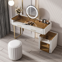 Light luxury dresser Modern simple small apartment bedroom storage cabinet One-piece high-grade brown glass paint makeup table