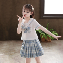 Girl set summer 2021 new foreign style Net Red childrens clothing little girl college style childrens dress two-piece jk