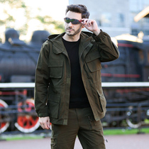 Winter outdoor field military fans clothing men long cotton windbreaker casual loose large size military green overwear jacket