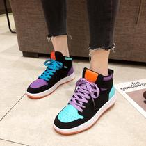 Tide brand womens shoes 2021 spring new Mandarin duck candy color color sports shoes ins tide high casual versatile board shoes