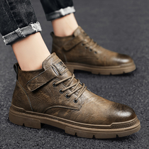 Martin boots Mens shoes Winter High Help Inn Wind Leisure leather shoes Mens locomotive waterproof tooling retro boot Tide Shoes