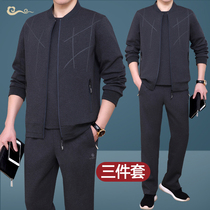 Middle Ages Dad Sports Suit Mens Spring Autumn Season Casual Clothing 2021 New Middle Aged Sportswear Mens Three Sets