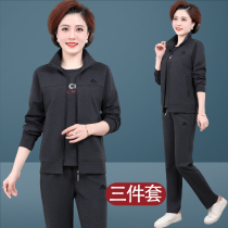 Sportswear Suit Womens Mom Autumn Clothing 2022 New Middle Aged Lady Spring Autumn Big Code Casual Jacket Three Sets