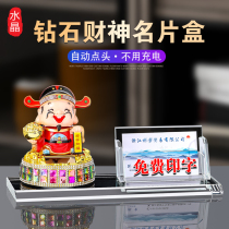 Creative business card box front desk storage box high-end Crystal business card holder high-end male and female business card box office storage box business card multi-layer transparent business card box pen holder large capacity ornaments