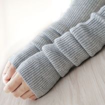 Velvet arm sleeve false sleeve female autumn winter knitted wool thread long half finger gloves arm thickened