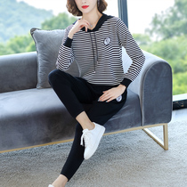 Sports suit women spring and autumn 2021 New European goods foreign style leisure fashion age age brand sportswear two-piece spring