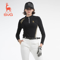 New SVG golf clothing women Autumn Winter volcanic rock plus velvet long sleeve T-shirt women sports base shirt