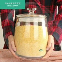 Rice jar 20kg glass container with sealed can household ingredients rice storage flour transparent rice bucket ins