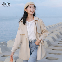 Small short trench coat coat women autumn thin 2021 New Korean design sense long khaki coat