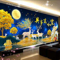5d diamond painting 2021 new full diamond living room home and everything is prosperous Cross stitch crystal fortune deer point tile show sticky