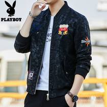 Playboy leather clothing mens short Youth Large size pu locomotive uniform handsome embroidery baseball spring and autumn mens coat tide