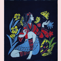 Guizhou Miao batik painting Pure hand-made batik handicrafts Single-layer painting Mural around 74*85cm