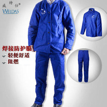 Wittersee electric welding work protective clothing flame retardant cloth cotton burn welding fire and burn-proof blue welt suit for mens breathable