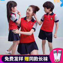 Kindergarten garden clothes Summer clothes Childrens class clothes Red sports suit teacher summer primary school school uniform pure cotton short-sleeved