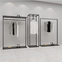 Iron simple clothing rack mens and womens clothing store display rack hangers are hanging floor-standing side hanging clothes shelves