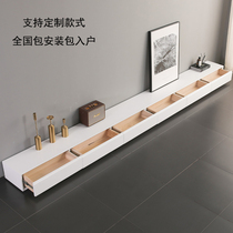 Nordic Solid Wood Terrace TV Cabinet Extra-long Extremely Simple Ultra Slim Slim Slim type Living room Falling Short Cabinet Ground Cabinet Black white