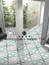 Nordic Vintage Celebrity small tile toilet tile kitchen balcony green hipster floral slice courtyard floor tiles