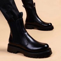 English wind inner increase Martin boots mens leather high-top Chelsea boots autumn and winter plus velvet Joker leather boots