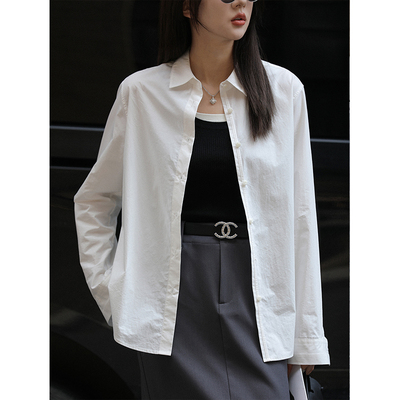 taobao agent Xia Shiwen old money shirt pure cotton classic striped long -sleeved shirt female autumn simple leisure versatile and loose top