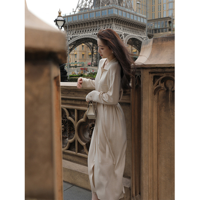 taobao agent Retro knitted dress, polo collar, long sleeve