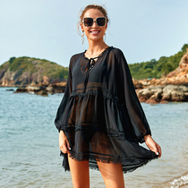 Loose thin large size Chiffon beach dress Holiday sunscreen clothes Spa outside wrap dress Swimsuit blouse Beach jacket