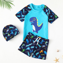 Childrens swimsuit boys dinosaur 2021 new style swimming trunks large childrens swimsuit quick-drying split swimsuit