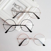 Round Korean version of retro students have degree glasses frame myopia glasses female round frame without degree flat lens glasses male