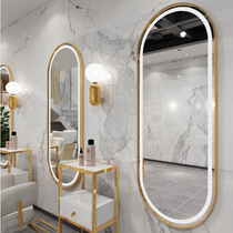Net Red Barber Shop Mirror Salon Salon mirror simple with lamp Beauty Mirror monomirror LED one hair salon dedicated