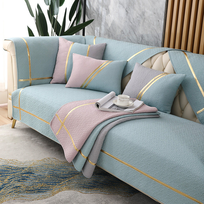 Nordic cotton four seasons non-slip sofa cushion solid color modern fabric sofa cushion non-slip cotton sofa cushion set