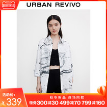 UR2021 autumn new womens fashion print loose long sleeve cardigan shirt WV34S2BN2000