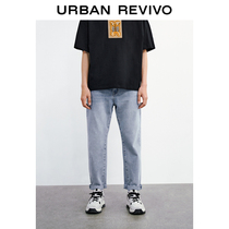 UR2022 Summer New Pint Mens Fashion Trends Wash Water Polish White Light Textured Jeans Long Pants MF07SBKN2004