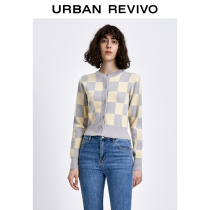 UR2022 Spring New Products Womens Fashion Chessboard Lattice Thick knit jacket WGE2R9DF2001