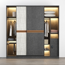 Light and luxurious sliding door wardrobe Home Bedroom minimalist modern mobile door cloakroom cabinet portfolio customised one to the top