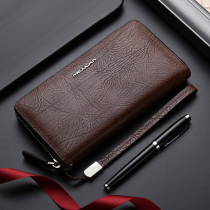 Rice Straw Man Handbag Man Genuine Leather Large Capacity Wallet Business Long Style Brief Bull Leather Zipper Fashion Korean Version Hand Grab Tide