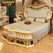 Eurostyle double bed French style solid wood carved noble woman bed villa master bedroom luxury princess bed wedding bed furniture custom-made