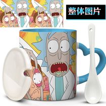 RickandMorty Rick and Morty anime creative cute with lid spoon ceramic mug water cup gift