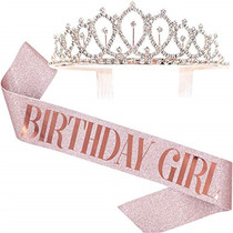 ins sparkling pink shoulder strap etiquette with birthday decorations birthday girl sash crown 21-30-year-old party