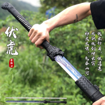 Dragon Springs City Tang Cross Knife Integrated Metal Knife Sword high manganese steel embroidered spring knife long section outdoor anti-body cold weapon unopened blade