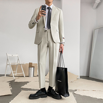 Dongdaemun apricot color suit mens leisure business slim Korean trend handsome suit suit suit wedding dress