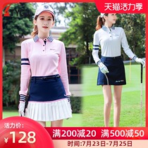 Spring new golf clothing womens long-sleeved ball suit T-shirt Korean version striped lapel sports ball clothes