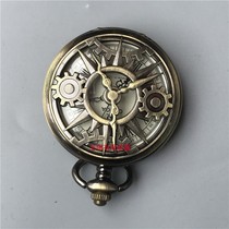 Antique pocket watch flip double-sided with chain vintage clock ancient clockwork mechanical watch mini nostalgic pendant copper watch