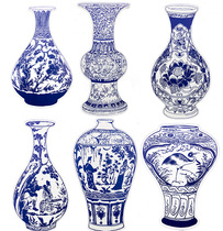 Kindergarten decoration Chinese style blue and white porcelain ornaments Chinese style national characteristics paper blue and white porcelain vase wall stickers